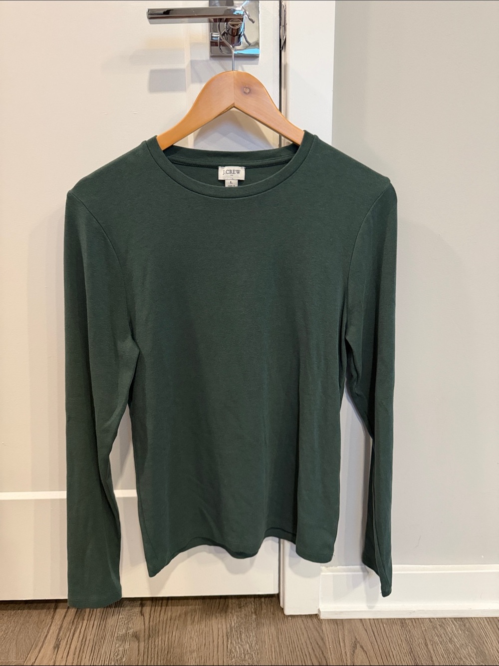 J. Crew Dark Green Crewneck Long Sleeve Top